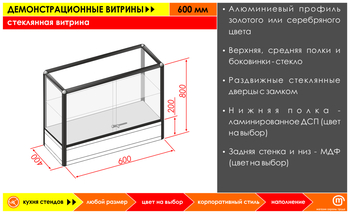 Стеклянная витрина (600 мм) - Стенды - Комплектующие для стендов - Магазин охраны труда Протекторшоп